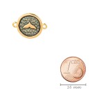 Conector de Zamak Redondo estructurado Aleta de tiburón de oro 21,6x16,4mm oro de 24K esmalte Antracita metálico