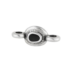 Zamac connector Oval ethnic silver antique 14.6x6.3mm...