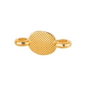 Zamac connector Oval ethnic gold 14.6x6.3mm 24K gold plated with enamel in White
