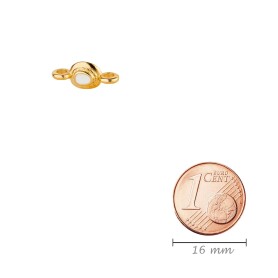 Connettore in zama Ovale etnico oro 14,6x6,3mm placcato oro 24K smalto Bianco