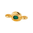Zamak-Anhänger/Zwischenteil Oval Ethno gold 14,6x6,3mm 24K vergoldet mit Emaille Emerald