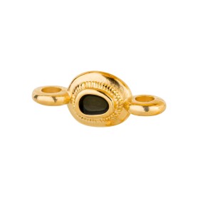 Zamac connector Oval ethnic gold 14.6x6.3mm 24K gold...