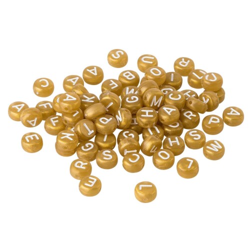 Alphabet bead A-Z selection Gold/White 7mm acrylic for name bracelets