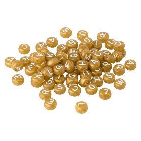Alphabet bead A-Z selection Gold/White 7mm acrylic for...