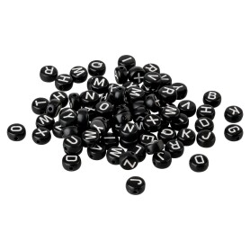 Alphabet bead A-Z selection Black/White 7mm acrylic for...