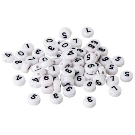 Acrylperlen Zahl #0-9 Auswahl Weiss/Schwarz 7mm für...