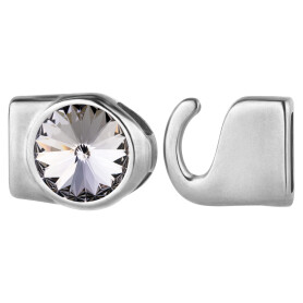 Haaksluiting antiek zilver met Rivoli 12mm Smoky Mauve...