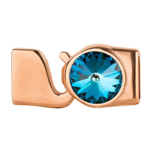 Chiusura a gancio con Rivoli in Crystal Army Green DeLite 12mm (ID 10x2mm) oro rosa