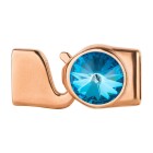 Haaksluiting roségoud met Rivoli 12mm Crystal Ocean DeLite (ID 10x2mm) 24K roségoud verguld