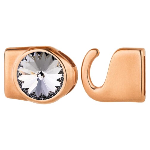 Fermeture à crochet avec Rivoli Smoky Mauve 12mm (ID 10x2mm) or rose