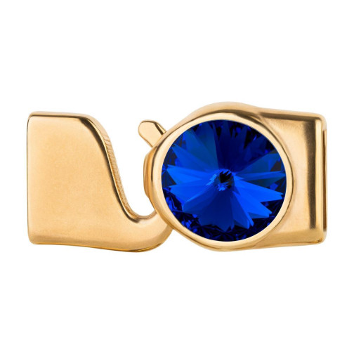 Hakenverschluss mit Rivoli 12mm Majestic Blue (ID 10x2) gold 24K vergoldet