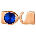 Hook clasp with Rivoli 12mm Majestic Blue (ID 10x2) rose gold 24K rose gold-plated