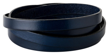 Cinturino in pelle piatta Blu scuro (bordo nero) 10x2mm