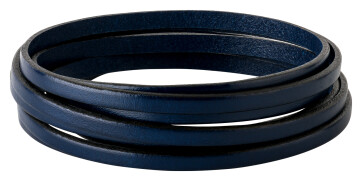 Cinturino piatto in pelle Blu scuro (bordo nero) 5x2mm