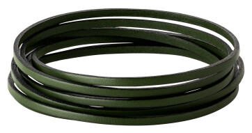 Bracelet en cuir plat Olive (bord noir) 3x2mm