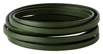 Flat leather strap Olive (black edge) 5x2mm