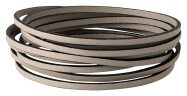 Bracelet en cuir plat Taupe clair (bord noir) 3x2mm