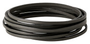 Flaches Lederband Graubraun (schwarzer Rand) 3x2mm