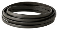 Bracelet en cuir plat Gris brun (bord noir) 5x2mm