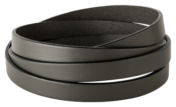 Flaches Lederband Graubraun (schwarzer Rand) 10x2mm