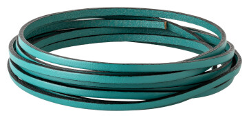Bracelet en cuir plat Émeraude (bord noir) 3x2mm