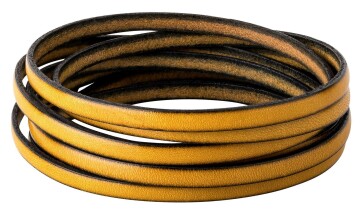 Flat leather strap Mustard (black edge) 5x2mm