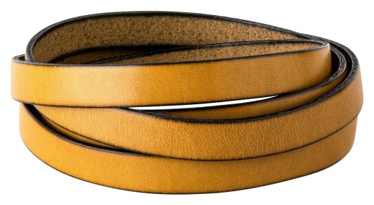 Flaches Lederband Senf (schwarzer Rand) 10x2mm