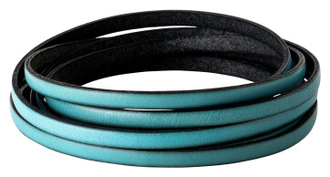 Flat leather strap Light Turquoise (black edge) 5x2mm
