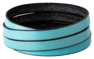 Cinturino in pelle piatta Turchese chiaro (bordo nero) 10x2mm