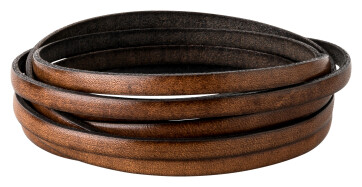 Cinturino piatto in pelle Marrone vintage (bordo nero) 5x2mm