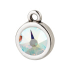 Pendentif argent antique 10mm avec un pierre de cristal Crystal Aurore Boreale 7mm 999° argenté