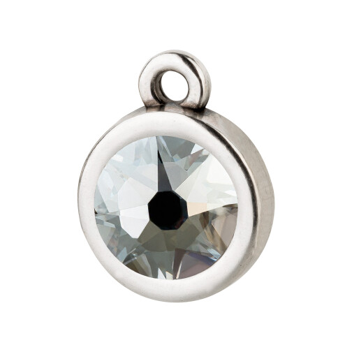 Pendentif argent antique 10mm avec un pierre de cristal Crystal Blue Shade 7mm 999° argenté