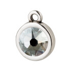 Pendentif argent antique 10mm avec un pierre de cristal Crystal Blue Shade 7mm 999° argenté