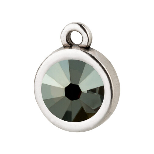 Pendentif argent antique 10mm avec un pierre de cristal Crystal Bronze Shade 7mm 999° argenté