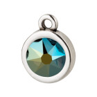 Pendentif argent antique 10mm avec un pierre de cristal Crystal Iridescent Green 7mm 999° argenté