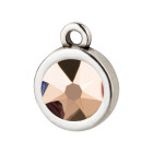Hanger antiek zilver 10mm met kristallen steen in  Crystal Rose Gold  7mm 999° antiek verzilverd