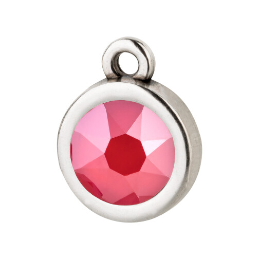 Pendentif argent antique 10mm avec un pierre de cristal Crystal Royal Red 7mm 999° argenté