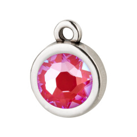 Pendant silver antique 10mm with Crystal stone in Crystal Royal Red DeLite 7mm 999° antique silver plated