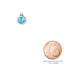 Pendente argento antico 10mm con pietra cristallo Crystal Summer Blue 7mm 999° placcato argento