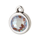 Pendant silver antique 10mm with Crystal stone in Crystal Cappuchino DeLite 7mm 999° antique silver plated
