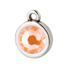 Pendant silver antique 10mm with Crystal stone in Crystal Peach DeLite 7mm 999° antique silver plated