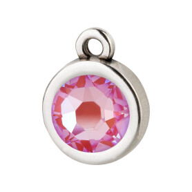 Pendant silver antique 10mm with Crystal stone in Crystal Lotus Pink DeLite 7mm 999° antique silver plated