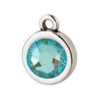 Pendant silver antique 10mm with Crystal stone in Crystal Silky Sage DeLite 7mm 999° antique silver plated