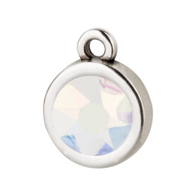 Pendant silver antique 10mm with Crystal stone in Crystal Transmission 7mm 999° antique silver plated
