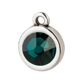 Pendant silver antique 10mm with Crystal stone in Emerald...
