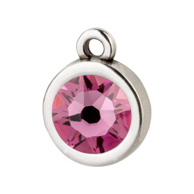 Pendant silver antique 10mm with Crystal stone in Rose...