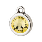 Pendentif argent antique 10mm avec un pierre de cristal Jonquil 7mm 999° argenté