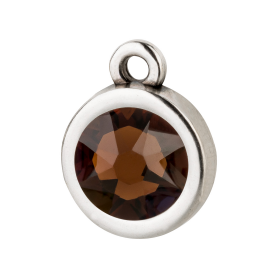 Pendant silver antique 10mm with Crystal stone in Smoked...
