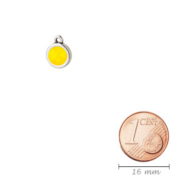 Pendentif argent antique 10mm avec un pierre de cristal Yellow Opal 7mm 999° argenté