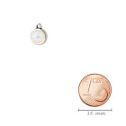 Pendant silver antique 10mm with Crystal stone in White Opal 7mm 999° antique silver plated